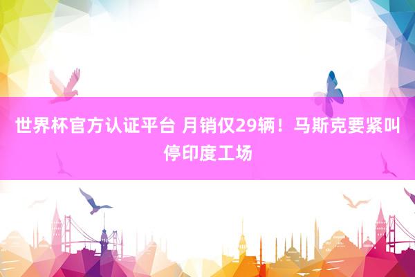 世界杯官方認(rèn)證平臺(tái) 月銷僅29輛!馬斯克要緊叫停印度工場