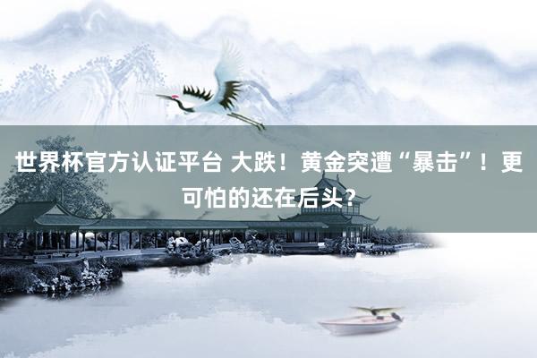 世界杯官方認證平臺 大跌!黃金突遭“暴擊”!更可怕的還在后頭?
