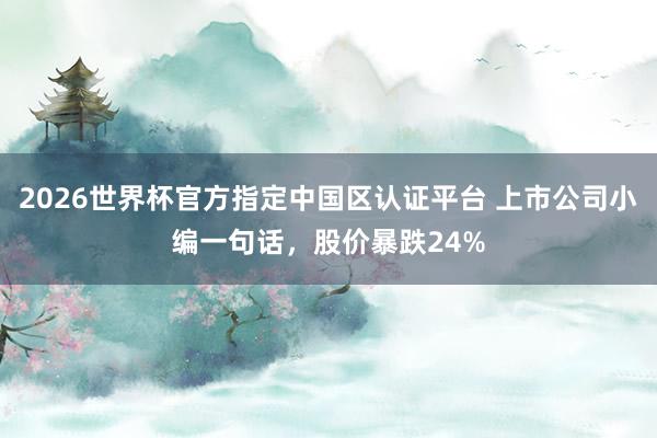 2026世界杯官方指定中國區認證平臺 上市公司小編一句話,股價暴跌24%
