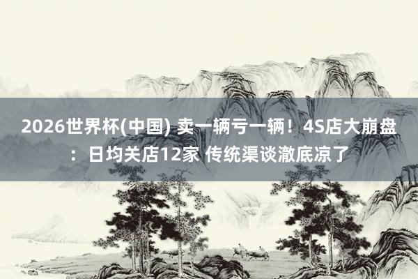 2026世界杯(中國) 賣一輛虧一輛！4S店大崩盤：日均關店12家 傳統渠談澈底涼了