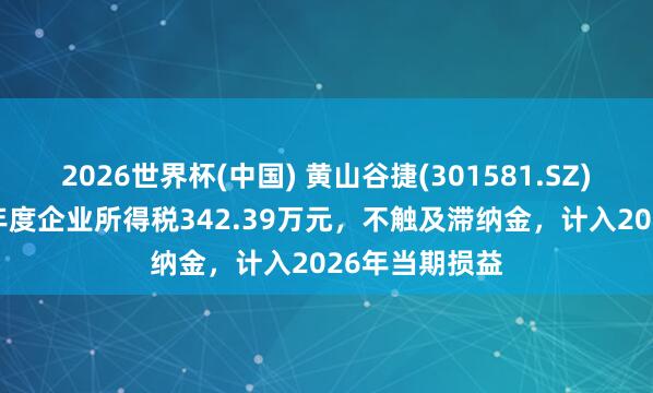 2026世界杯(中國) 黃山谷捷(301581.SZ)：補繳2025年度企業(yè)所得稅342.39萬元，不觸及滯納金，計入2026年當期損益