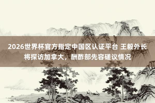 2026世界杯官方指定中國區(qū)認證平臺 王毅外長將探訪加拿大，酬酢部先容磋議情況